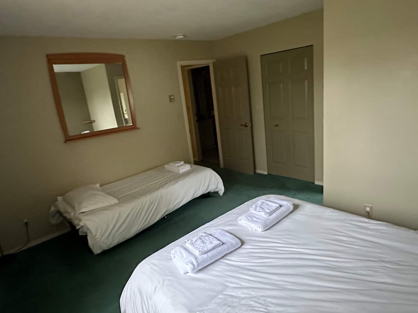 Additional twin bed set up for a third guest